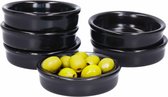 Cosy and Trendy Mini tapas schaaltjes/bakjes - 6x - zwart - 7,5 cm - aardewerk saus schaaltjes