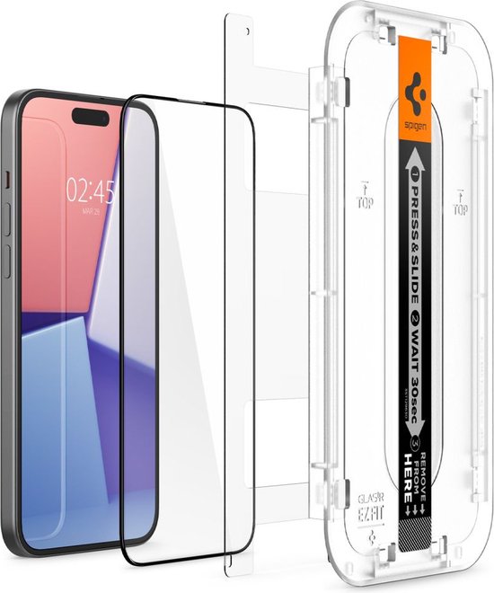 TREMPÉ - VERRE - SPIGEN GLAS.TR "EZ FIT" FC IPHONE - 15 - PLUS - NOIR