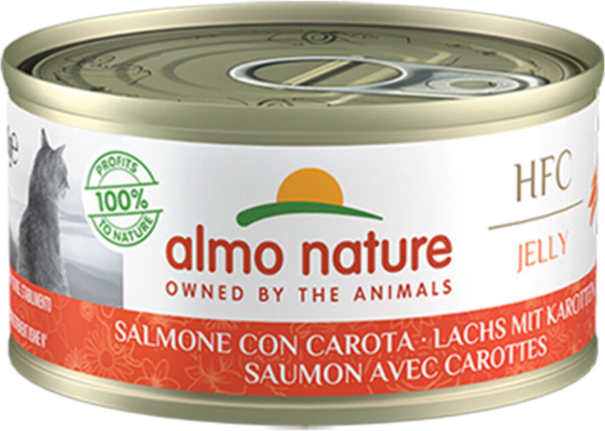 48x Almo Nature HFC Jelly Kattenvoer Nat Zalm & Wortel 70 gr