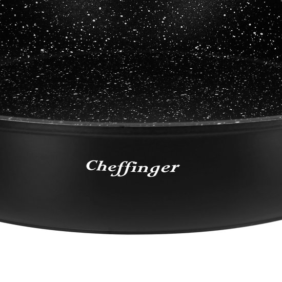 Cheffinger, Set van 3 Koekenpannen met Marmer Effect en Anti-aanbaklaag, Zwart van Cheffinger — afbeelding 3