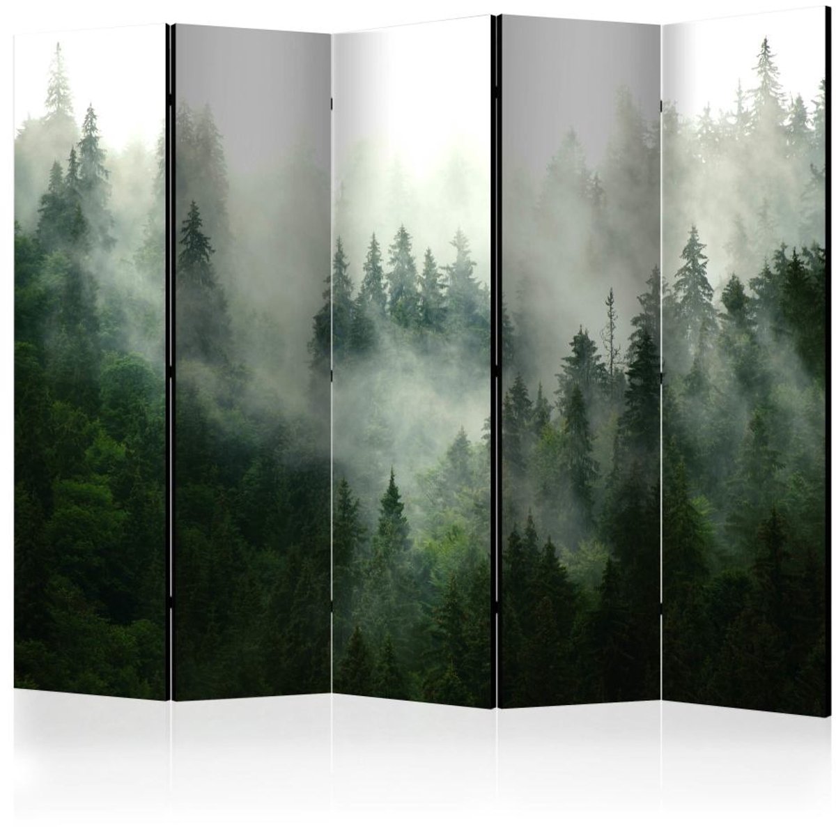 Vouwscherm - Naaldbos, gemonteerd geleverd, dubbelzijdig geprint (kamerscherm) 225x172 cm
