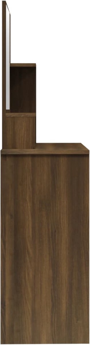 VDD - Kaptafel make up visagie opmaaktafel - toilettafel - met grote spiegel - bruin