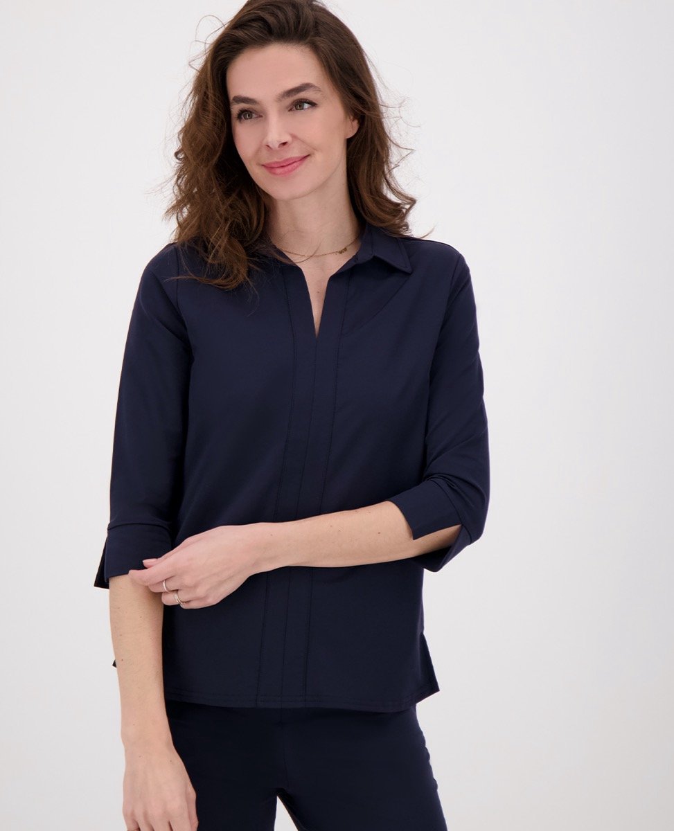 Je m'appelle Travelstof Blouse - Dames - Blauw - Maat XXL