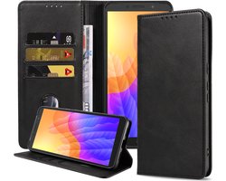 Smartphonica Telefoonhoesje geschikt voor Huawei Y5p kunstleren Hoesje met Magnetische sluiting en Pasjeshouders Book Case met Klepje - Zwart geschikt voor Huawei Y5p