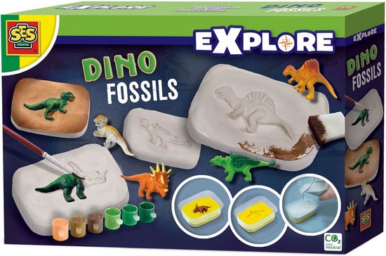 Foto: Ses explore dino fossielen maak zelf fossielen in gips inclusief dino s verf gips en klei dinosaurus speelgoed experimenteerdozen