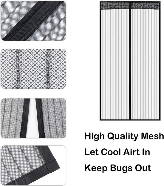 Magnetisch Vliegengaas, Anti-Muggengordijn 210 x 230 cm Automatisch Sluitend Magnetisch Scherm Deur Personaliseerbaar voor Balkondeur Terrasdeur en Kelderdeur - Wit