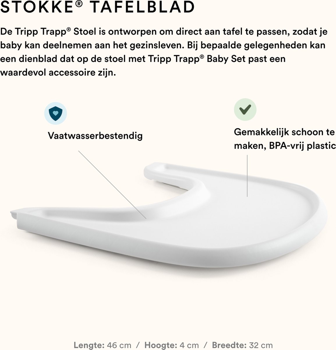 Stokke Tripp Trapp-kinderstoel (Glacier Green), Stokke-dienblad (wit) thumbnail 2