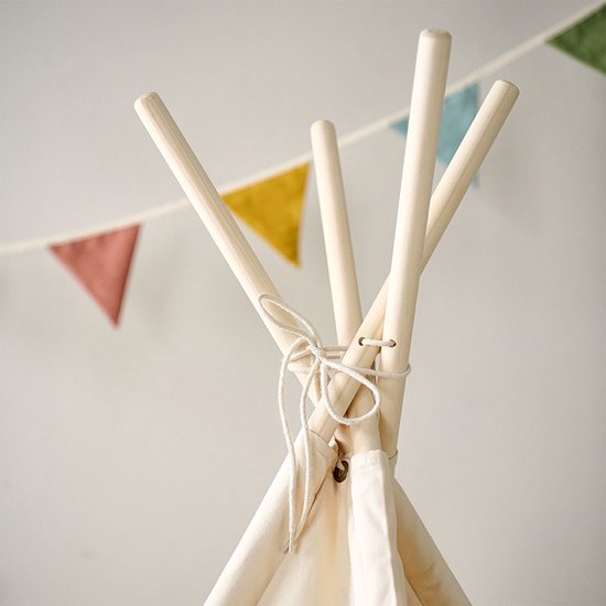 Petite Amélie Speeltent Été – Wigwam met dunne vloerbodem – Tipi 100% katoen – Wasbaar op 30° – Extra veilig & licht door afgeschermd raam