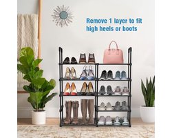 10-Layers Tall Narrow Shoe Rack Space Saving Door Metal Shoe Storage - Vertical Tall Shoe Shelf for Living Room Bedroom by Esonstyle