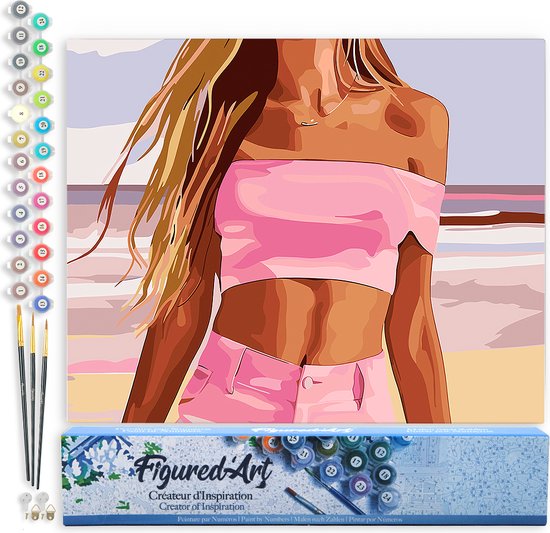 Figured'Art Schilderen op nummer – onder de kokospalmen – afmeting 40 x 50 cm canvas gespannen op frame