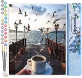 Kit Peinture Par Numéro Adulte 'Plage Au Crépuscule' - Toile 40x50cm - Loisir Créatif Anti-Stress