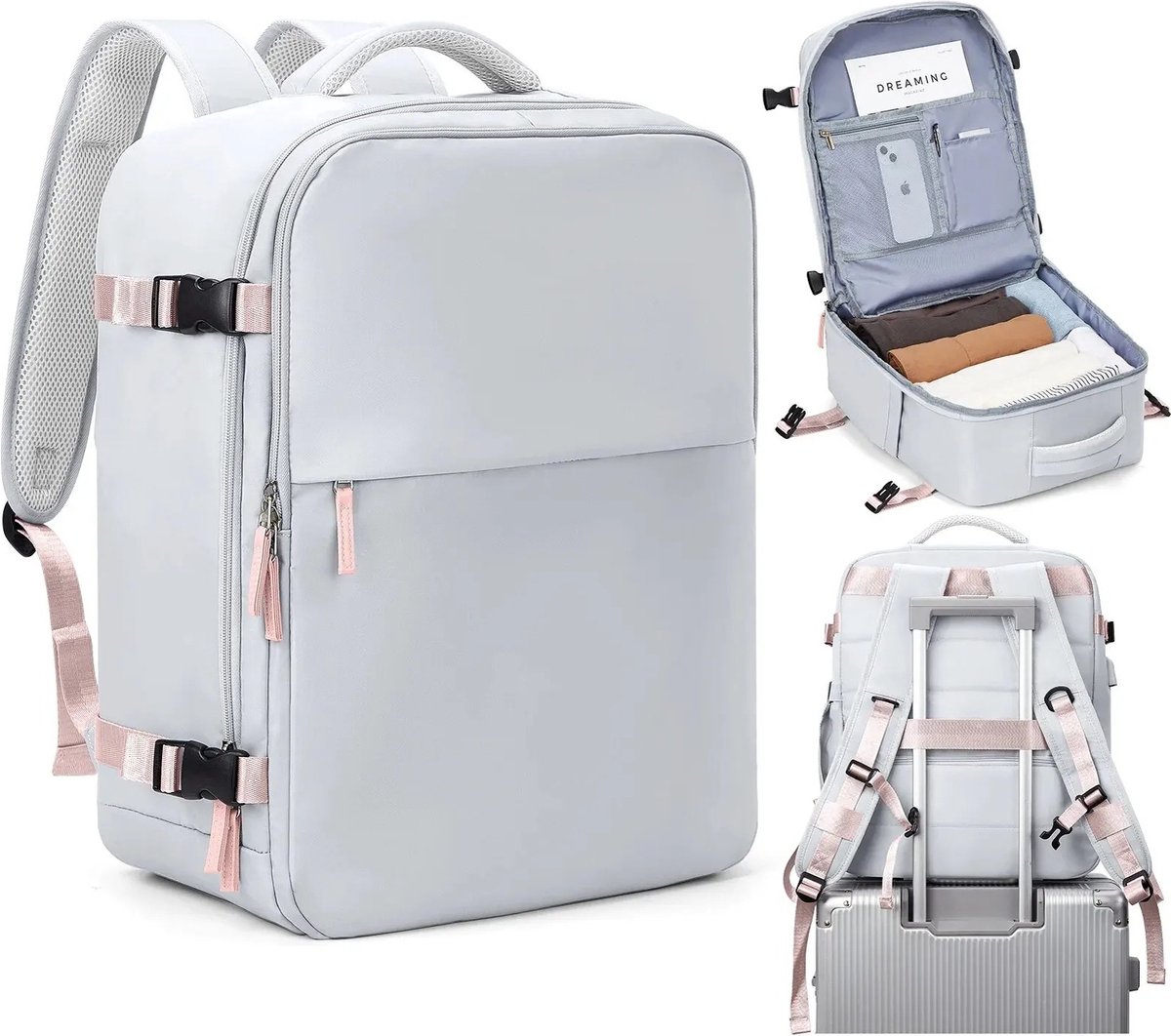 Cabin Bags - Handbagage - Reisrugzak - Cabinefougzak - Handbagage Tas - Casual - Dagrugzak - Schooltas - 40x25x20 - Grijs