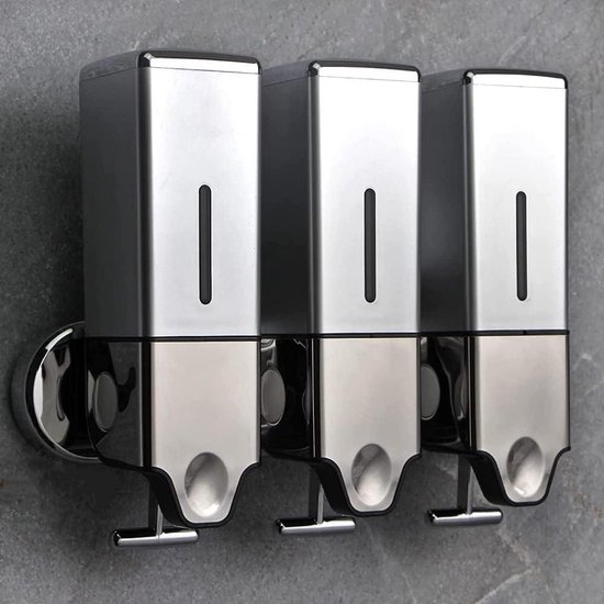 Distributeur de savon mural - Distributeur de Douche et de lotion pour salle de bain à domicile - hôtels restaurants - Argent 1500ml