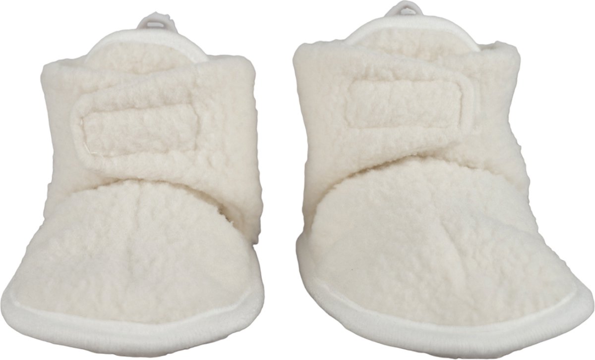 Lodger Sloffen teddy Antislip Fleece Klittenband Wit