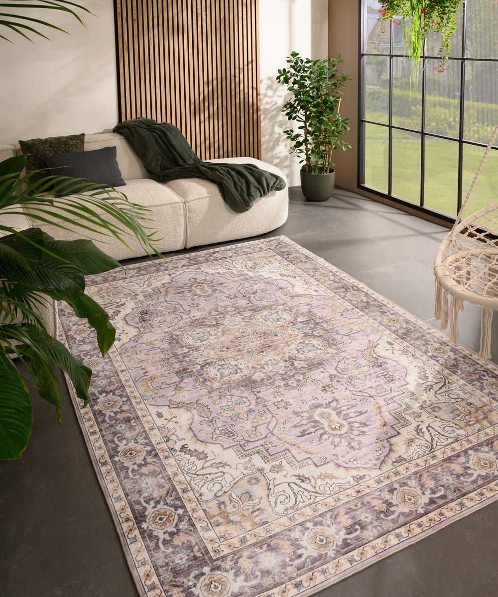 Vintage buitenkleed - Valenca Fino paars/roze 160x230 cm