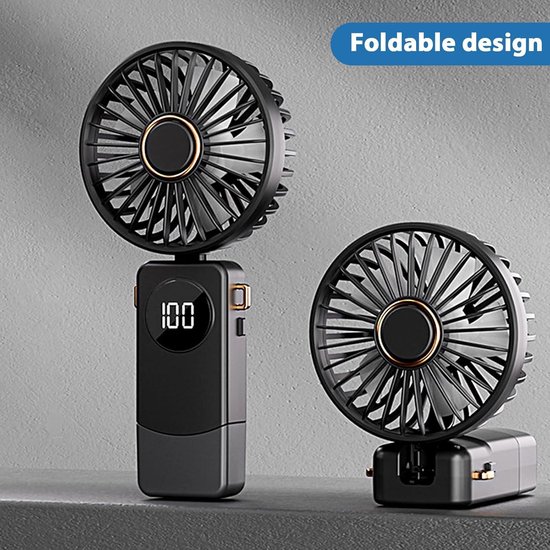 Tefola Opvouwbare staande ventilator, tafelventilator, stil, 7200 mAh