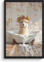 Poster Décoratif Sur Toile Représentant Une Girafe Dans Une Baignoire En Noir Et Blanc 40 X 60 Cm