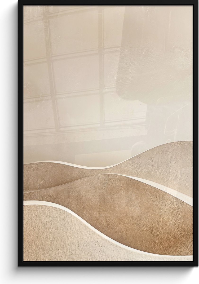 FrameYourWall Poster in lijst - Fotolijst 80x120 cm - Posters - Beige - Natuur - Abstract - Modern - Posterlijst zwart - Decoratie - Wanddecoratie woonkamer - Muurdecoratie slaapkamer Beige - Landschap