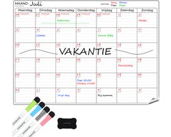 Systemyze Maandplanner Whiteboard – Magnetisch Planbord – Magnetische Weekplanner – Inclusief Markers & Wisser – A3 Formaat
