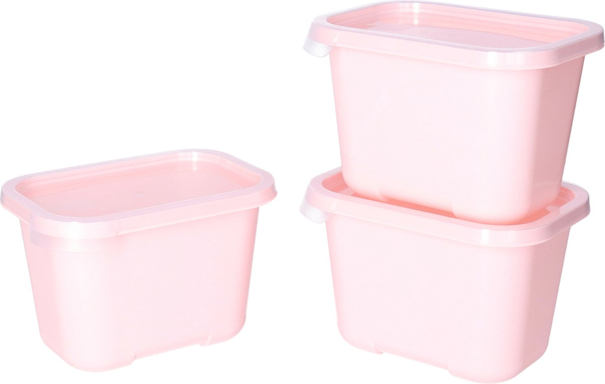 Juypal Vershoudbakjes nestbaar - BPA vrij - meal prep - 3x stuks van 1 liter - roze - luchtdicht - herbruikbaar