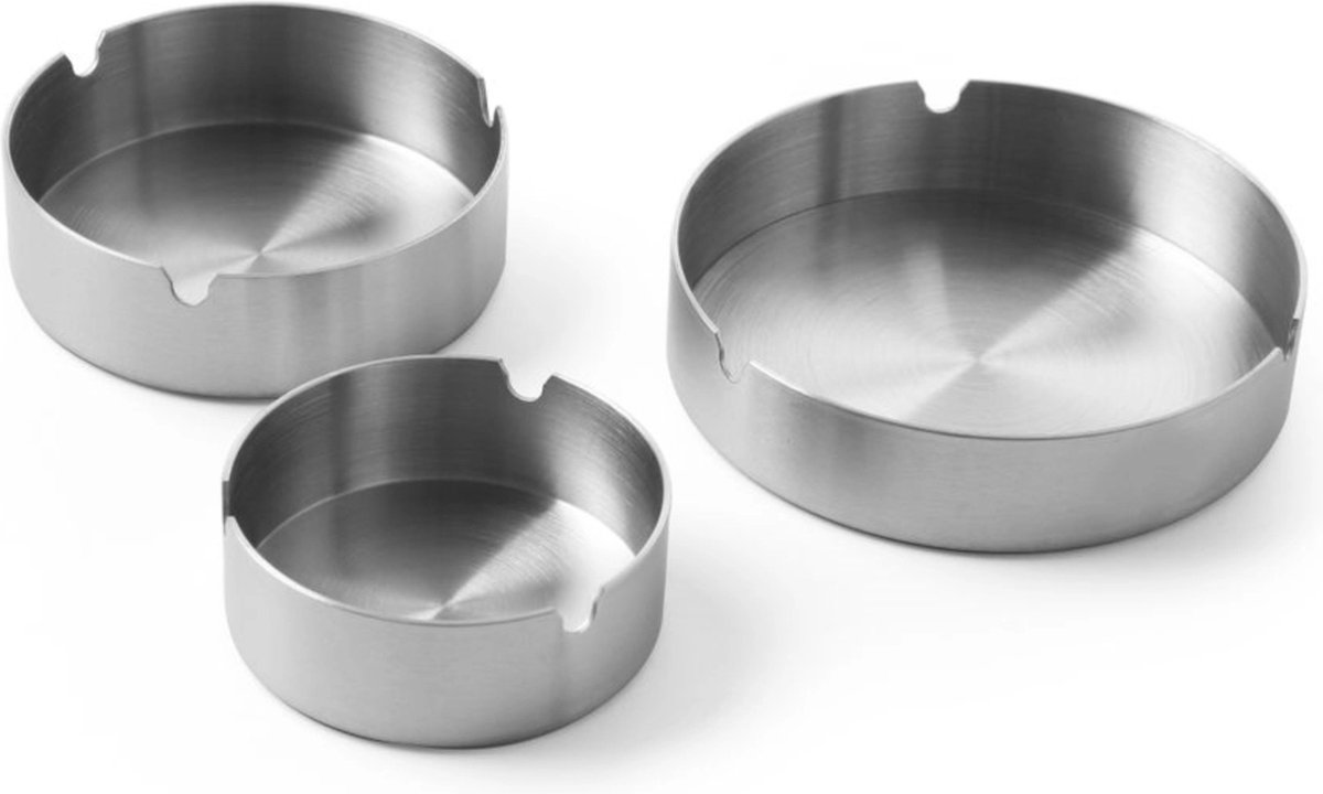HENDI Compacte metalen asbak – roestvast staal – ⌀80x(H)30mm