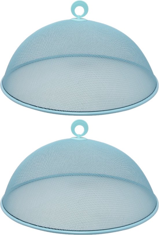Svenska Living vliegenkap/voedselkap - metaal - lichtblauw - rond - Dia 35 cm - Afdekkap - Hoogte 16 cm — afbeelding 2