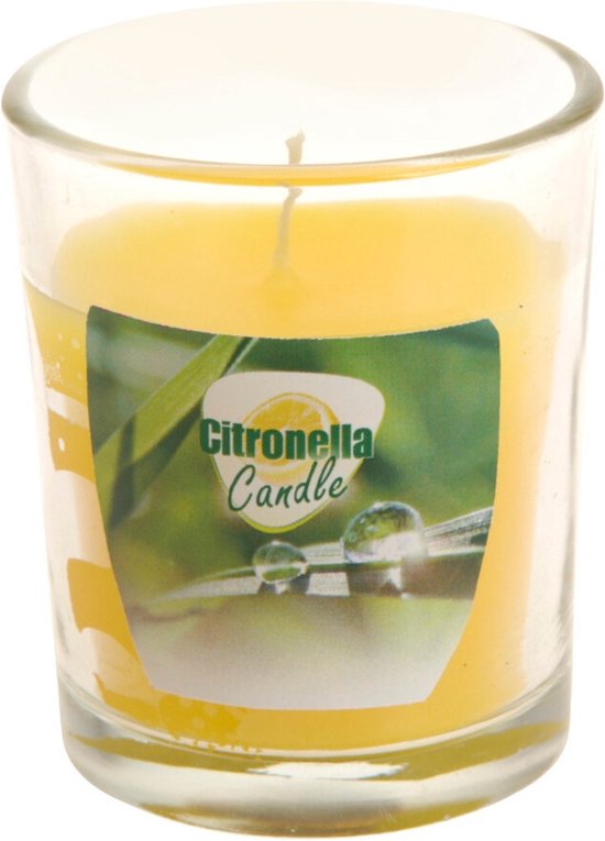 Citronella kaars - in transparant glas - 5 x 6 cm - citrusgeur