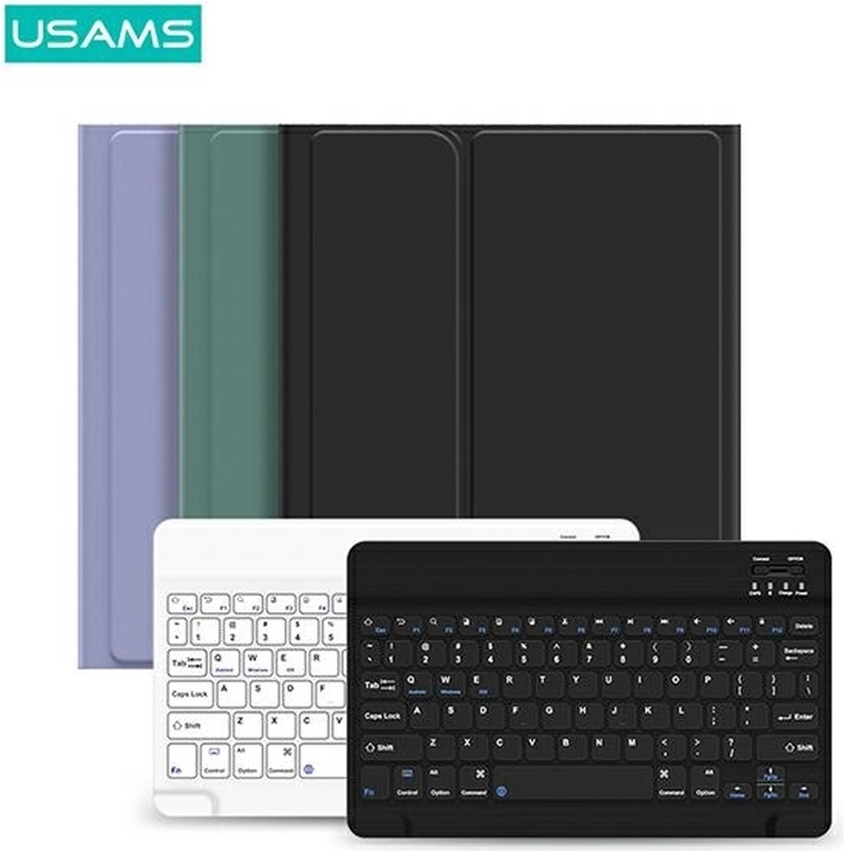 USAMS Winro hoes met toetsenbord iPad 10.2" zwarte hoes-zwart toetsenbord/zwarte cover-zwart toetsenbord IP1027YR01 (US-BH657)