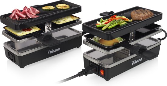 Foto: Tristar gourmetstel ra 2742 raclette uitbreidbaar en koppelbaar gourmetset set 2 stuks 4 personen zwart