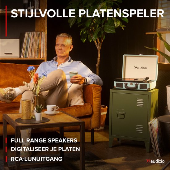 Platenspeler Bluetooth IN/OUT - Audizio RP116BL - 2025 model - Retro platenspeler met speakers - Blauw — afbeelding 3
