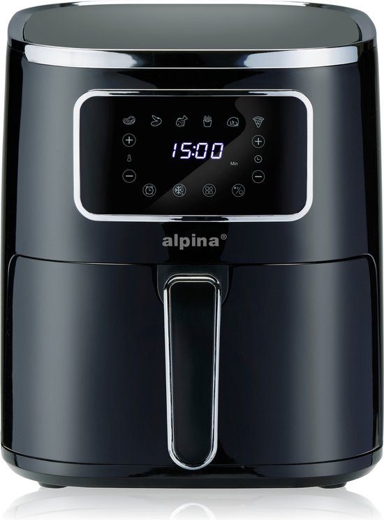 Foto: Alpina airfryer 4 5l heteluchtfriteuse voor 3 tot 4 personen air fryer met digitaal display instelbare temperatuur van 80 c tot 200 c timer tot 60 minuten hetelucht friteuse 1450w