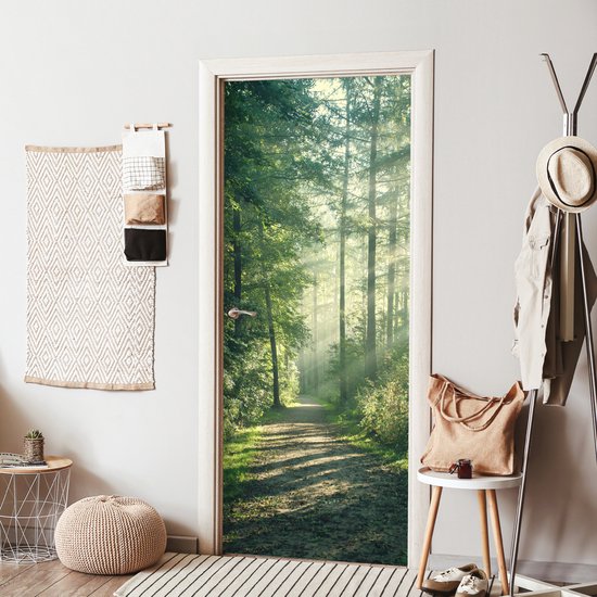 Affiche de porte - Forêt - Nature - Vert - Sticker de porte - Papier peint photo porte - Décoration de porte - Sticker autocollant - Décoration de chambre - 80x205 cm - Toilettes - Salle de bain - Salon