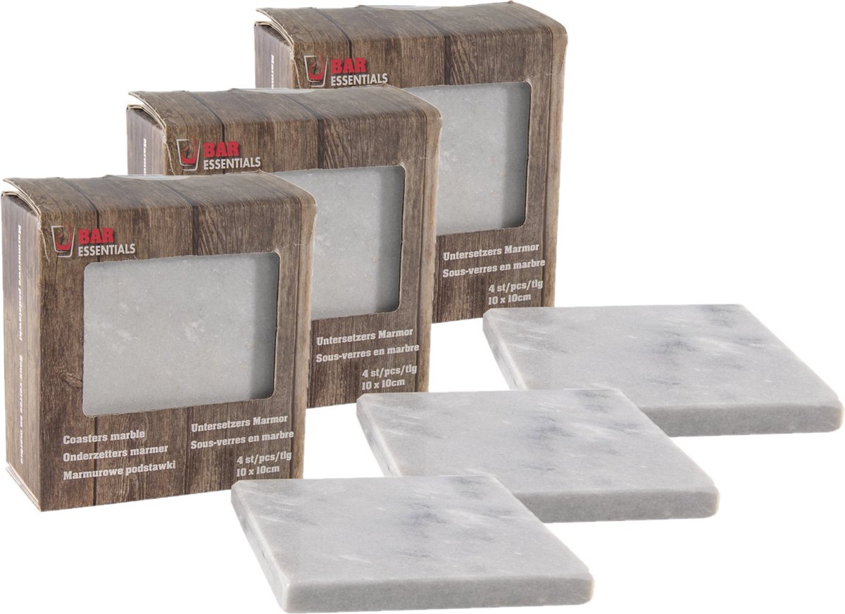 Svenska Living Glazenonderzetters - 12x- marmer - 10 cm - onderlegger