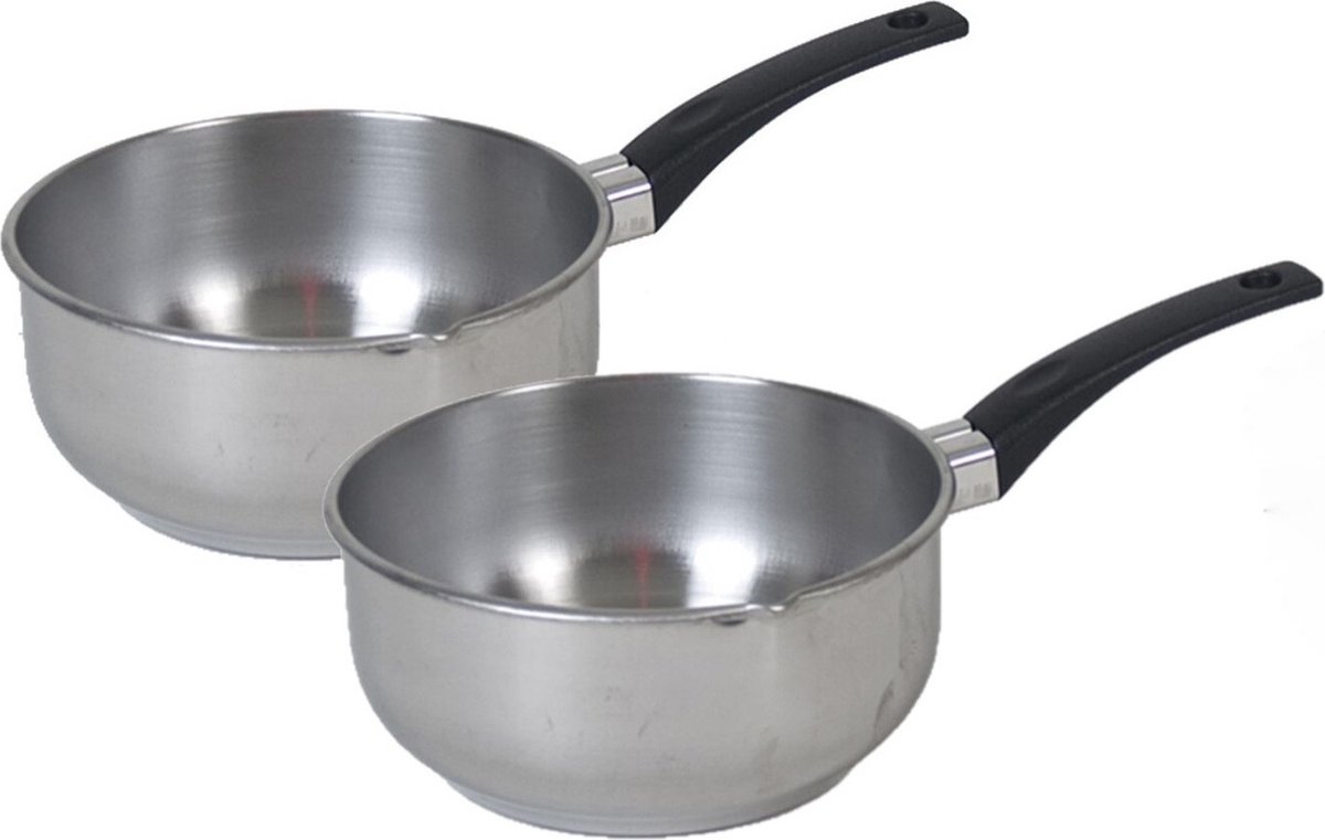 Gerimport Steelpan - 2x - RVS - D16 cm - sauspan/juspan - alle warmtebronnen