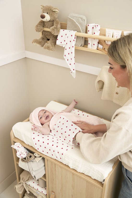 Meyco Baby Uni badcape - badstof - soft pink - 75x75cm van Meyco — afbeelding 3