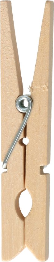 Eén Sorbo houten wasknijper met metalen veer, staand.