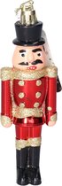 Decoris Kerstboomhanger notenkraker - poppetje/soldaat - rood - 12 cm - kunststof