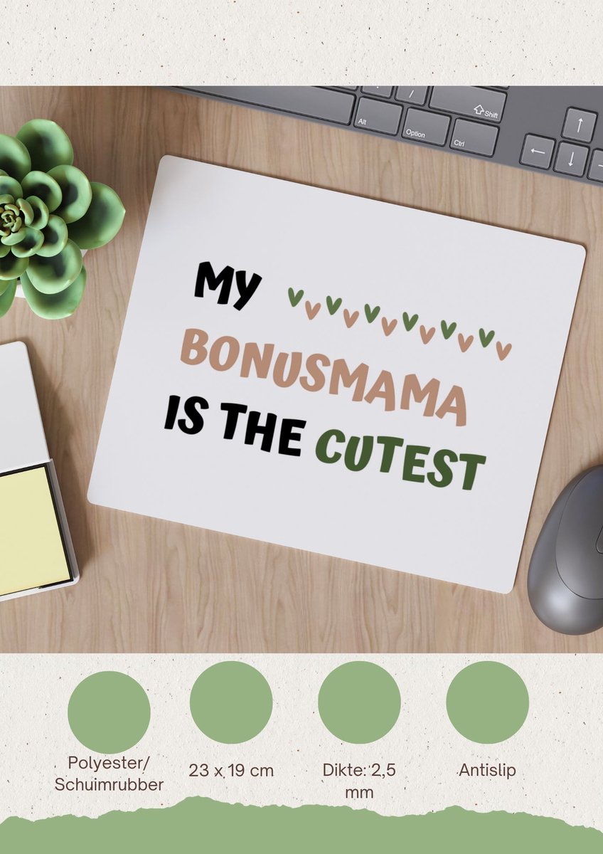Akyol - my bonusmama is the cutest Muismat - Mama - schattige bonusmoeder - moeder cadeautjes - moederdag - verjaardagscadeau - verjaardag - cadeau - geschenk - kado - gift - moeder artikelen - 23 bij 19 cm