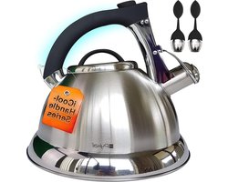 Fluitketel - 2,8 liter - Roestvrijstalen iCool Handvat - Theepot met Infusers - Voor Gas- of Inductieverhitter