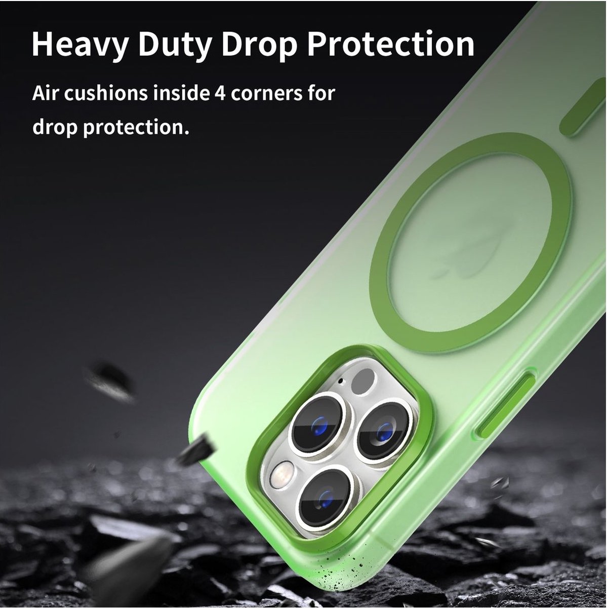 Mobigear Hoesje geschikt voor Apple iPhone 16 Pro MagSafe Telefoonhoesje Flexibel TPU | Mobigear Shockproof Backcover | Geschikt voor MagSafe | Geschikt voor Draadloos Opladen met Magnetische Ring | Geschikt voor MagSafe Case - Groen