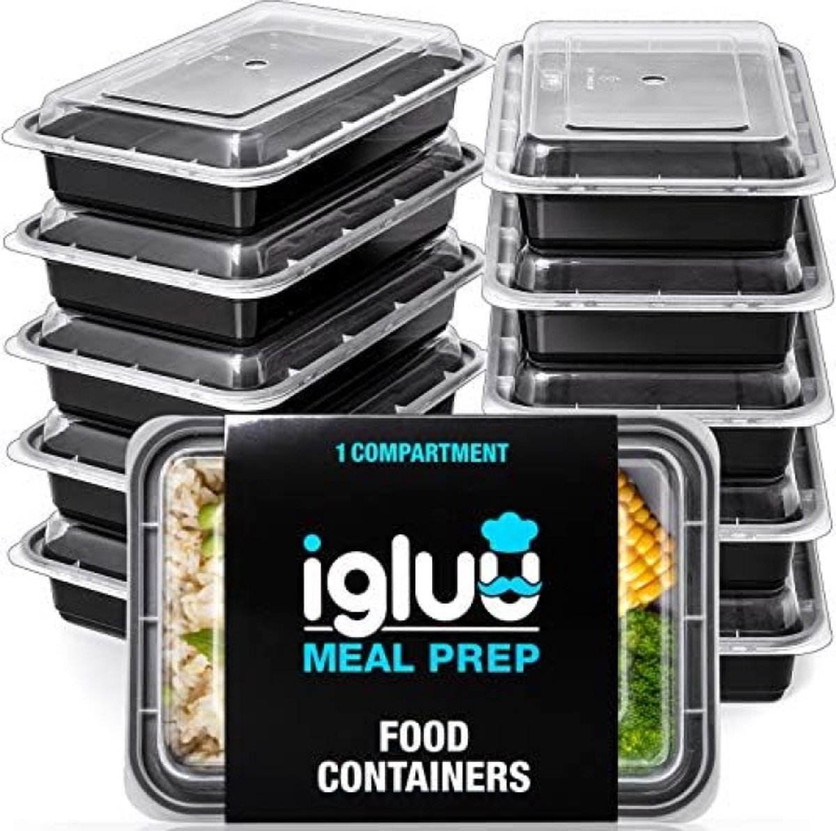 10 Stuks 1 Compartiment Herbruikbare Meal Prep Containers Kunststof Voedsel Bakjes met Luchtdichte Deksels Magnetron Vriezer en Vaatwasserbestendig Stapelbare Bento Box (828 ml)