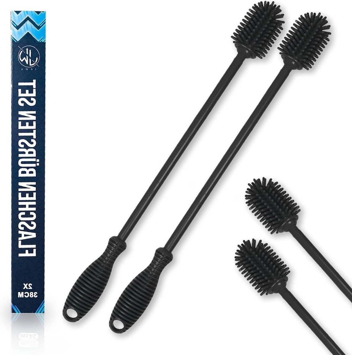 38 cm siliconen zachte flessenborstel set van 2 - krasvrije flexibele flessenreiniger flessenborstel