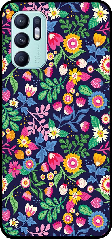 Coque de téléphone Smartphonica compatible avec Oppo Reno6 4G avec imprimé floral - Coque arrière en TPU motif floral compatible avec Oppo Reno6 4G