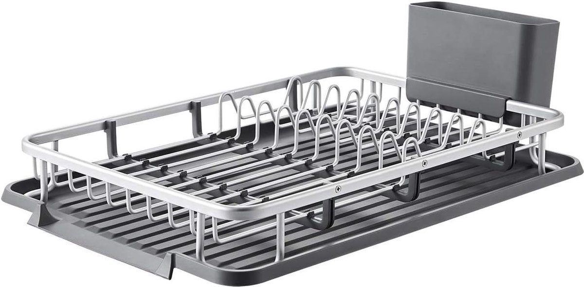 Goedkoopste Afdruiprek voor servies en bestek - aluminium - anti-roest - klein aanrecht afdruiprek met lekbak inklapbaar