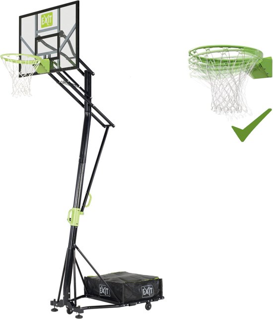 EXIT Galaxy verplaatsbaar basketbalbord op wielen met dunkring - groen/zwart