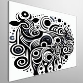 Abstract koeien schilderij | Boer's Bonte Boodschap: Schilderachtige Melkwitte Koeien in Abstracte Stijl | Kunst - 40x40 centimeter op Canvas | Foto op Canvas