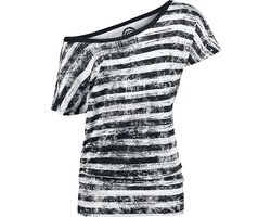 R.E.D. Rock-Engineered Design Zwart-wit los basic T-shirt met strepen - Dames - M