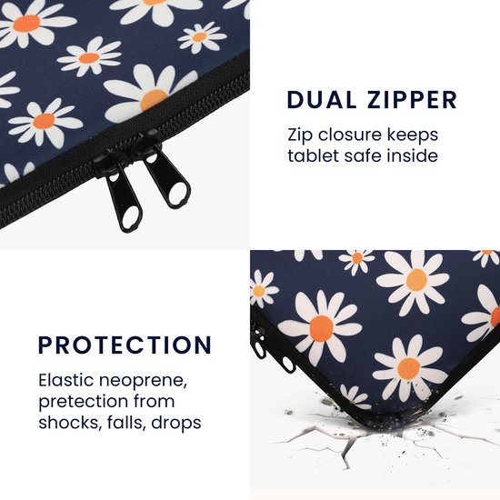 kwmobile Universele Cover voor eReader - Neopreen hoesje Madeliefjes design blauw / wit / geel van Merkloos — afbeelding 5