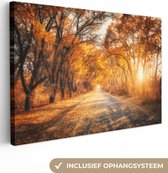 Peinture sur toile 120x80 cm - Décoration murale Forêt - Automne - Arbres - Chemin forestier - Nature - Décoration murale murale salon - Décoration chambre - Accessoires de chambre - Peintures