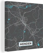 Peinture sur toile Carte – Plan d'étage – Plan de la ville – Menden – Allemagne – Blauw - 20x20 cm - Décoration murale